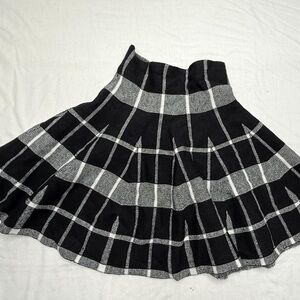 Reverse Black and Gray Plaid Skater Skirt